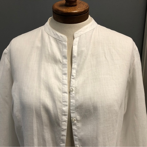 NEXT White Linen Button Down Blouse, Sz 10 - Picture 3 of 12